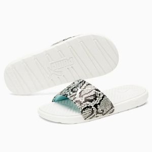 PUMA Cool Cat Snake Skin Slides White Black